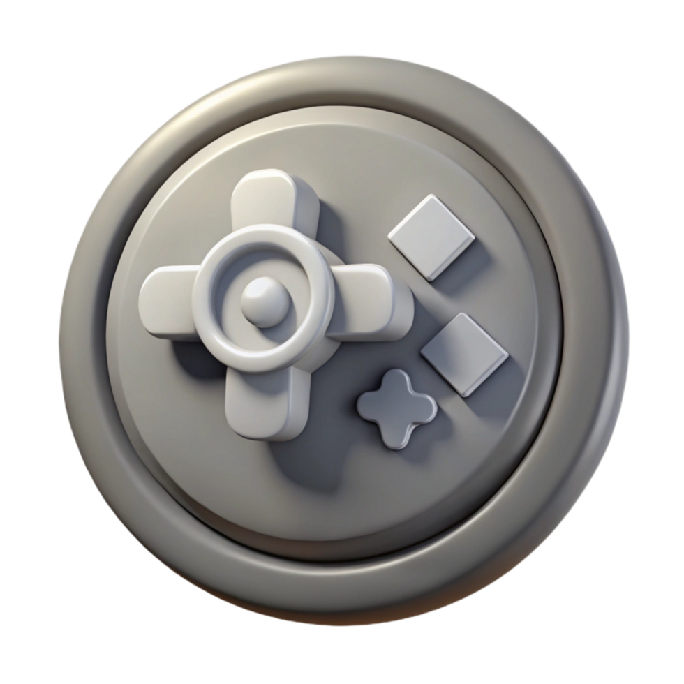 beautiful traditional Game Settings Button Grey Color Isolated premium png