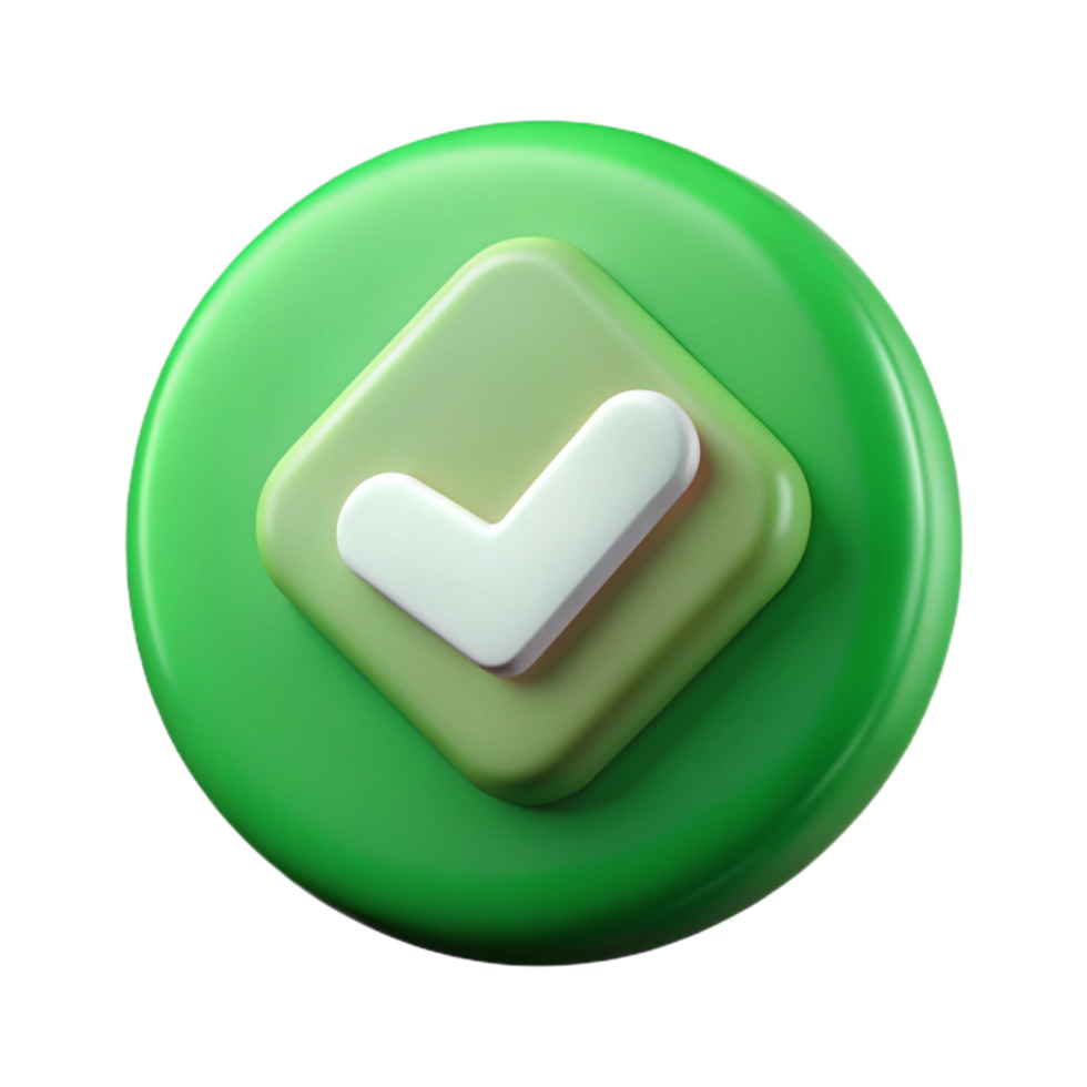 vibrant contemporary Game Ui Button Green with White Checkmark Isolated Element exclusive png
