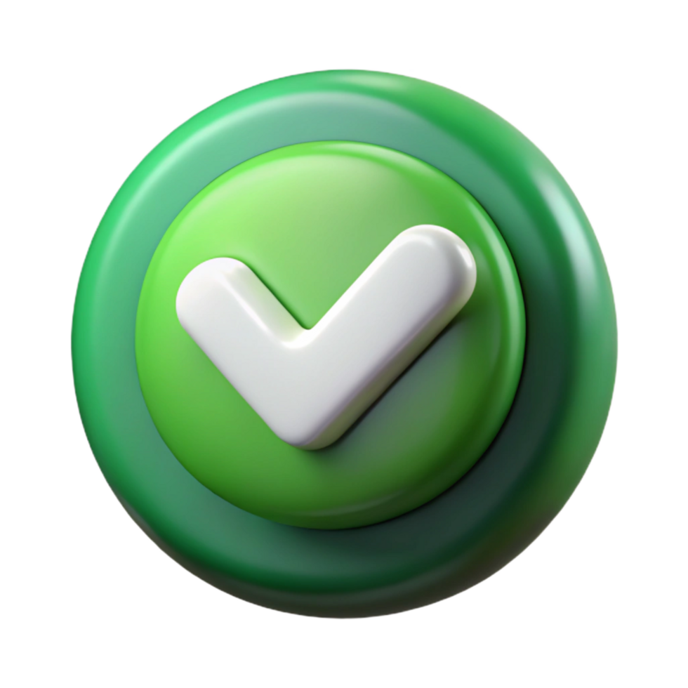 impressive abstract Game Ui Button Green with White Checkmark Isolated Element original png