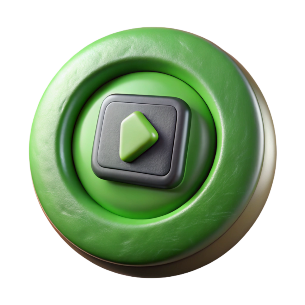 magnificent minimalist Game Start Button Green Color Isolated detailed png