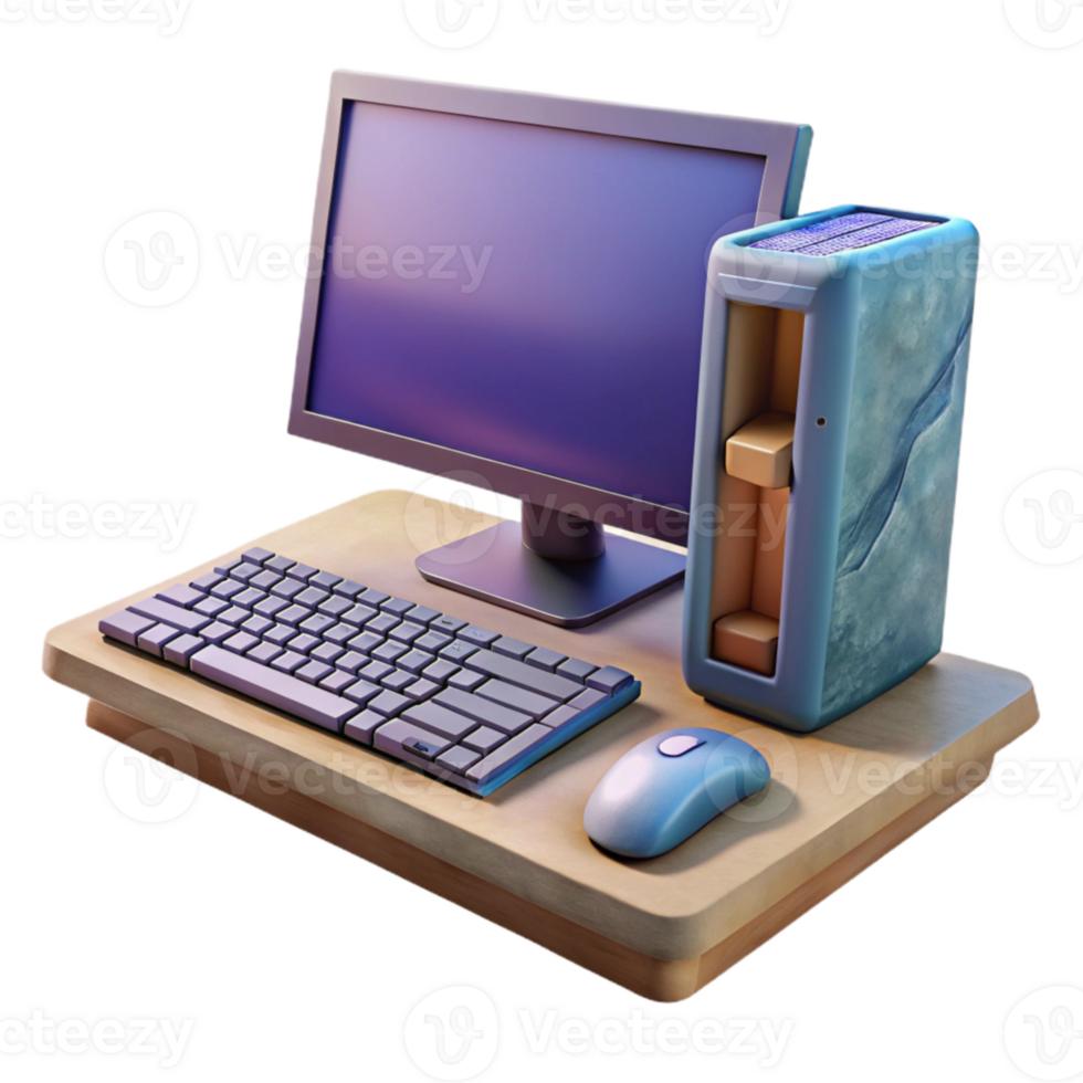 vibrant vintage Gaming Desktop Computer with Keyboard and Mouse Isolated 4K png