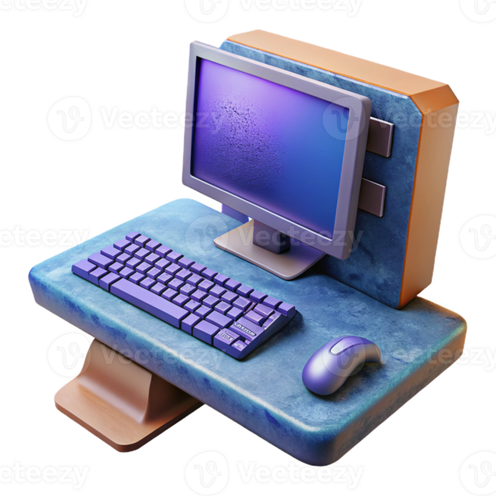 extraordinary creative Gaming Desktop Computer with Keyboard and Mouse Isolated premium png