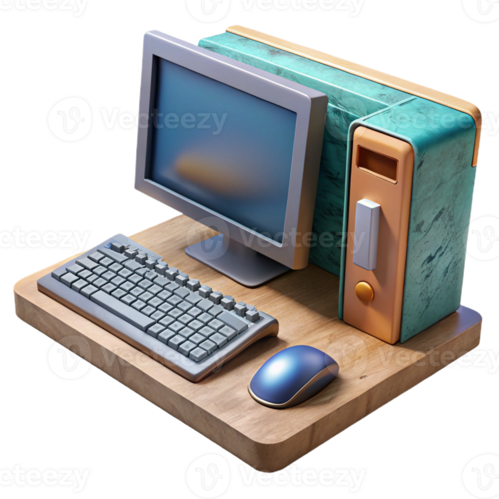 vibrant creative Gaming Desktop Computer with Keyboard and Mouse Isolated genuine png