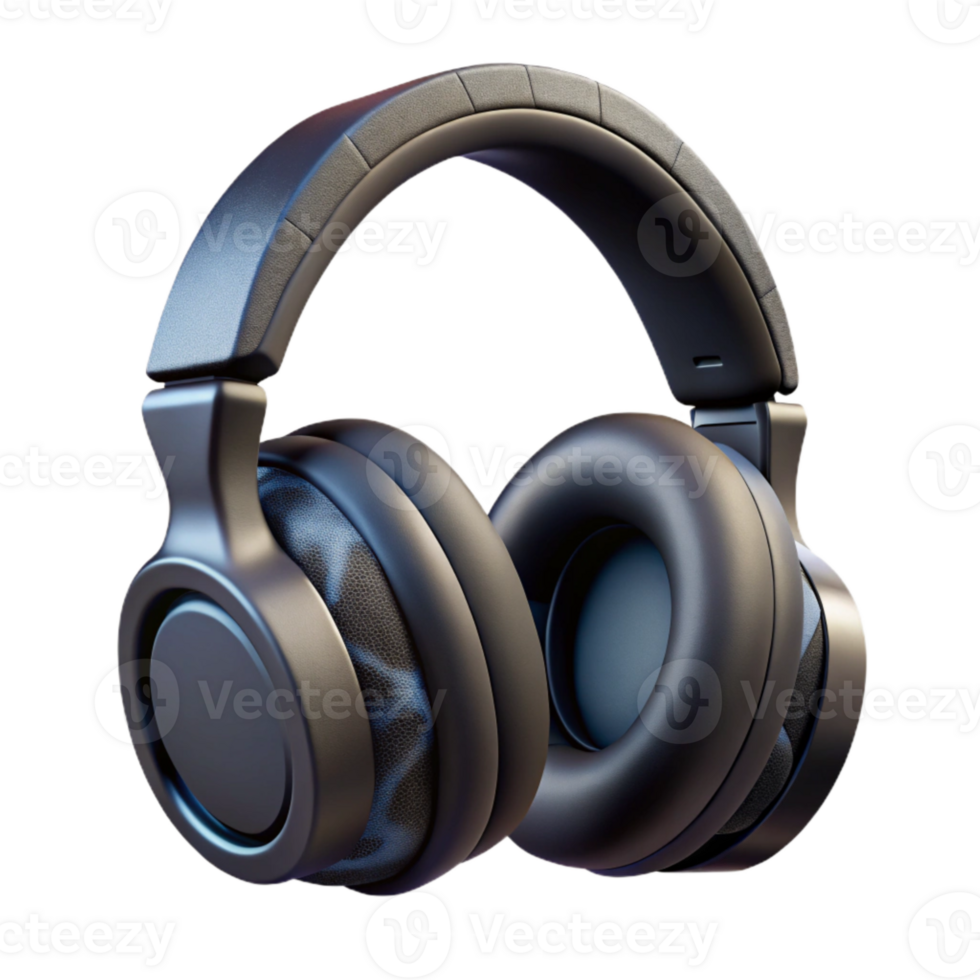 serene creative Gaming Headphones Wireless Black Isolated on Transparent Background high resolution png