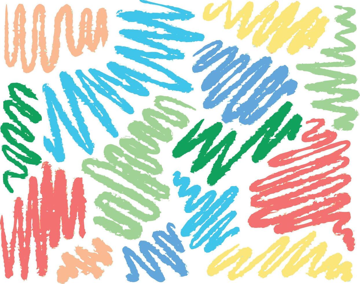 Wavy line mark. Children doodle marker drawn. Sketch crayon brushstroke. Scribble swirl pattern. Brush element vector