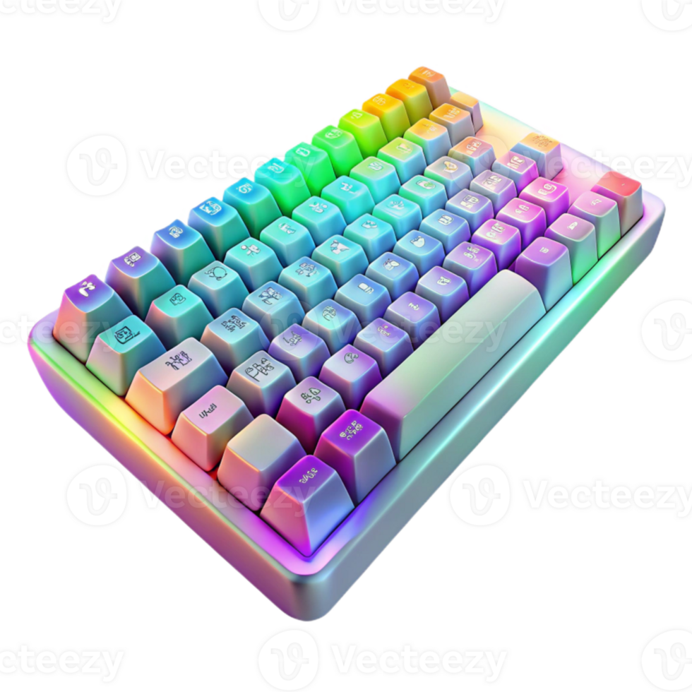 wonderful traditional Gaming Keyboard Rgb Backlit Colorful Keys Transparent Background premium png