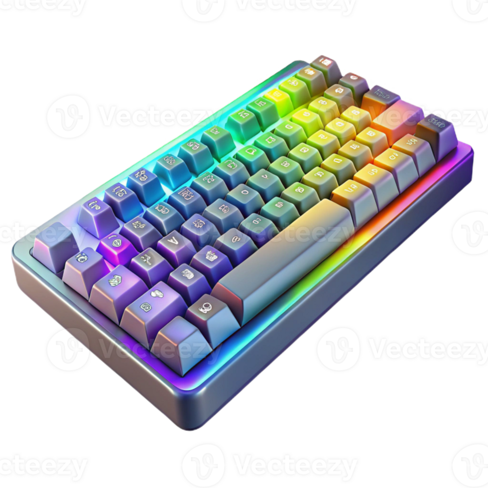 impressive contemporary Gaming Keyboard Rgb Backlit Colorful Keys Transparent Background high resolution png