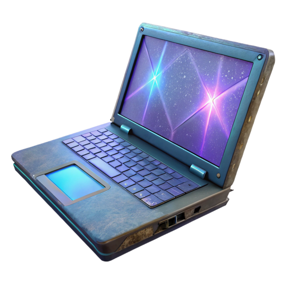 magnificent modern Gaming Laptop Side View Cutout with Illuminated Screen high quality png