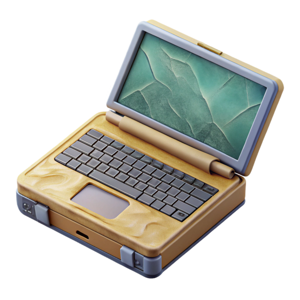 wonderful rustic Gaming Laptop Top View Open Screen Cutout detailed png