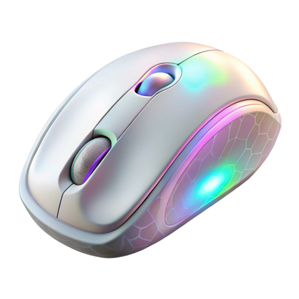 elegant minimalist Gaming Mouse Wireless White with Rgb Lighting Cutout Element exclusive png