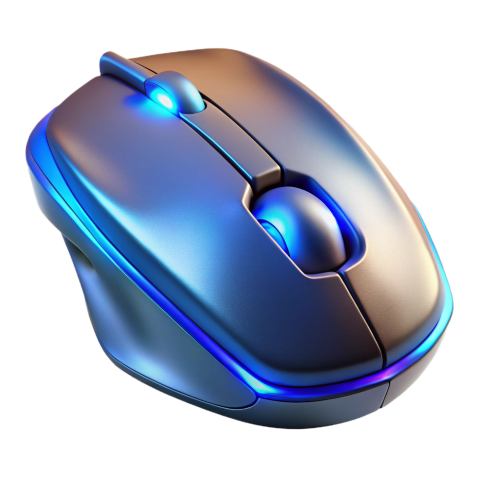 magnificent minimalist Gaming Mouse with Blue Led Lighting Isolated premium png