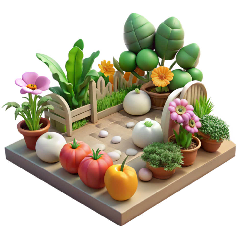 extraordinary artistic Garden with Flowers and Plants Cutout detailed png