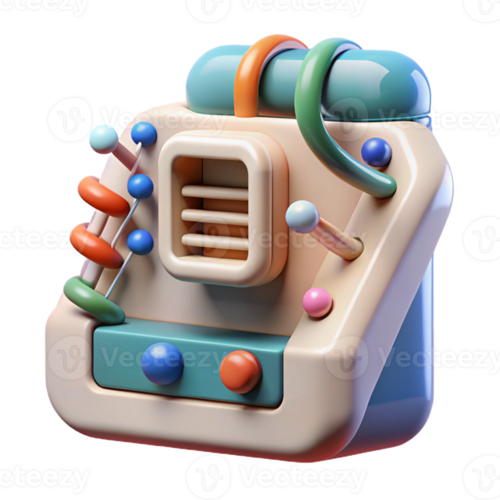 vibrant vintage Genetic Sequencing Machine with Dna Strands Cutout authentic png