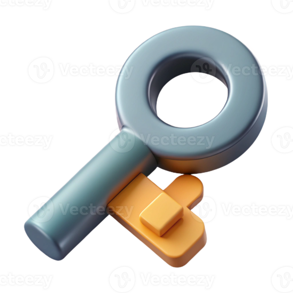 dramatic rustic Geometric Key Icon with Keyword Research for Seo Transparent Background high resolution png