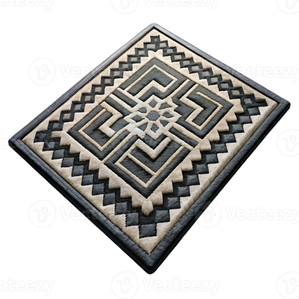 impressive abstract Geometric Rug Pattern Black and White Cutout high quality png