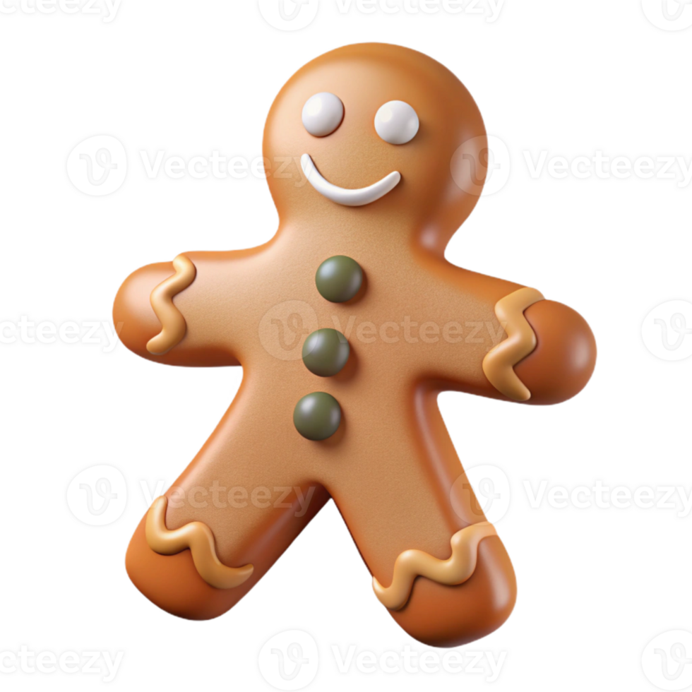 beautiful modern Gingerbread Man Cookie Decorated Isolated Element premium png