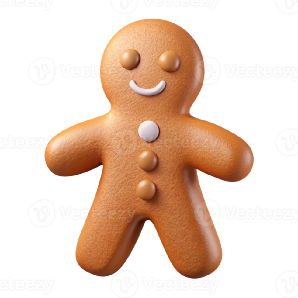 dramatic creative Gingerbread Man Cookie Isolated on Transparent Background detailed png