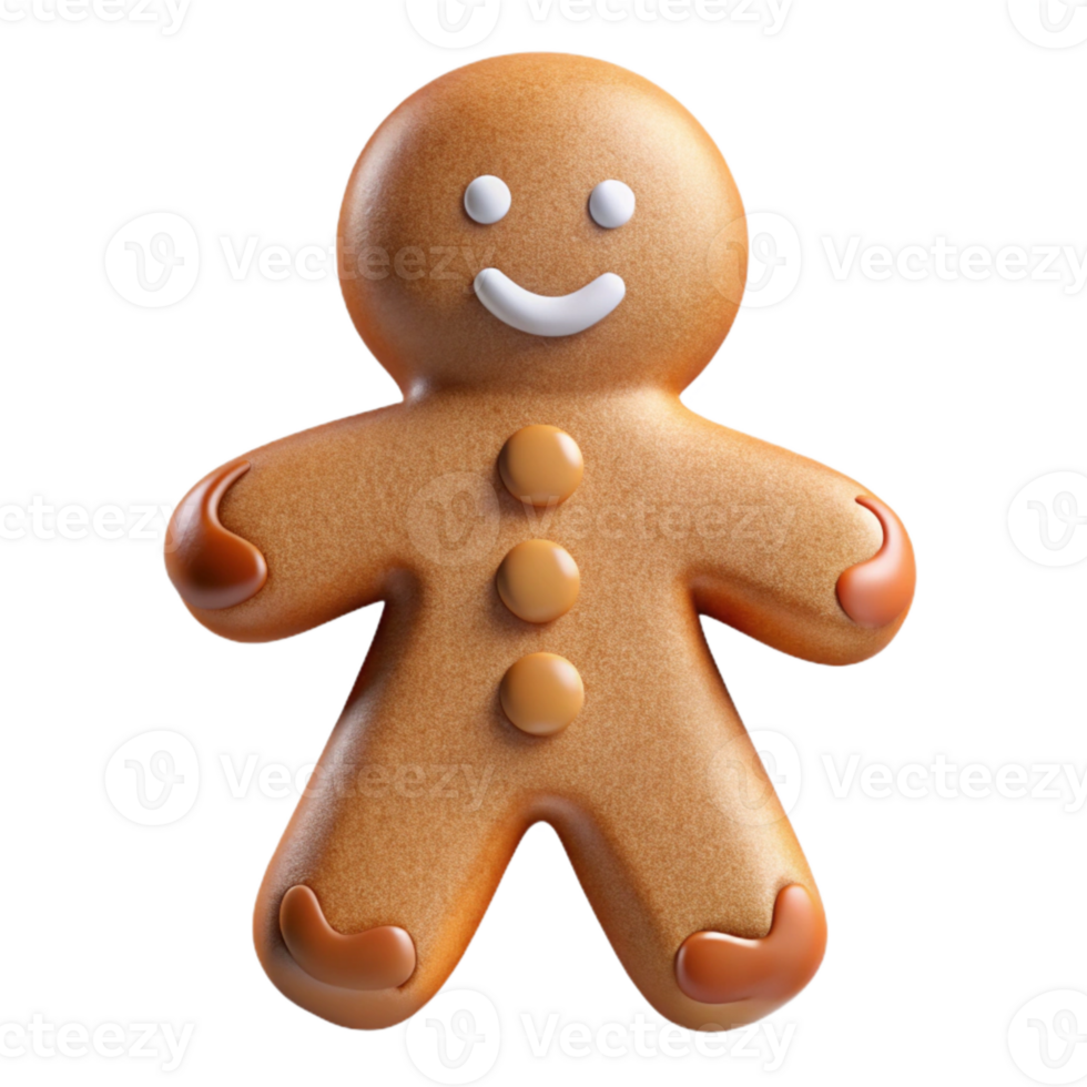 elegant artistic Gingerbread Man Cookie Isolated on Transparent Background 4K png