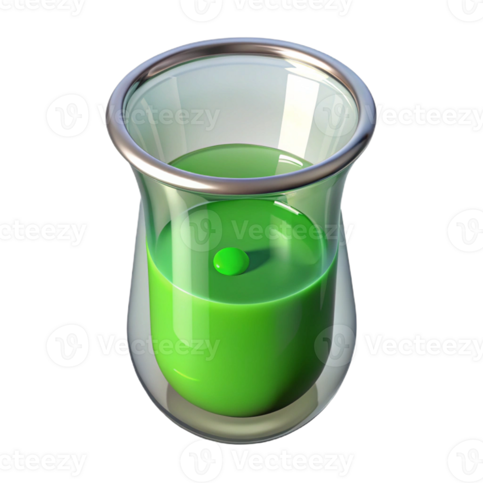 vibrant traditional Glass Beaker with Green Solution Isolated Cutout authentic png