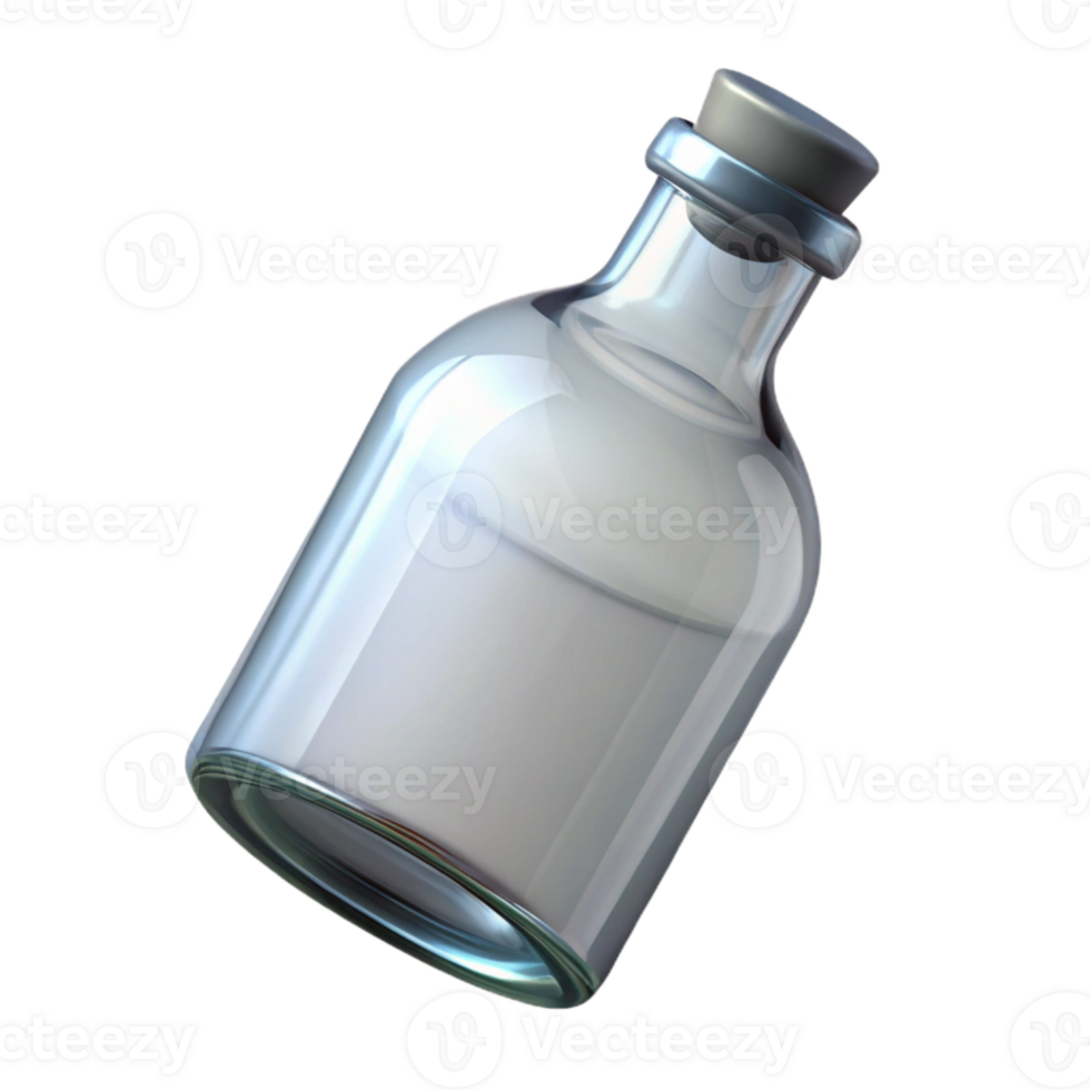 serene vintage Glass Bottle Clear Empty Isolated premium png