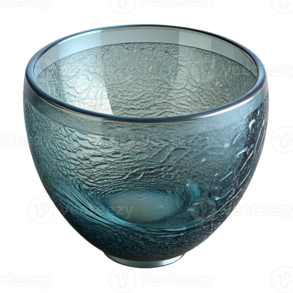 elegant abstract Glass Bowl with Etched Design Transparent Background high quality png