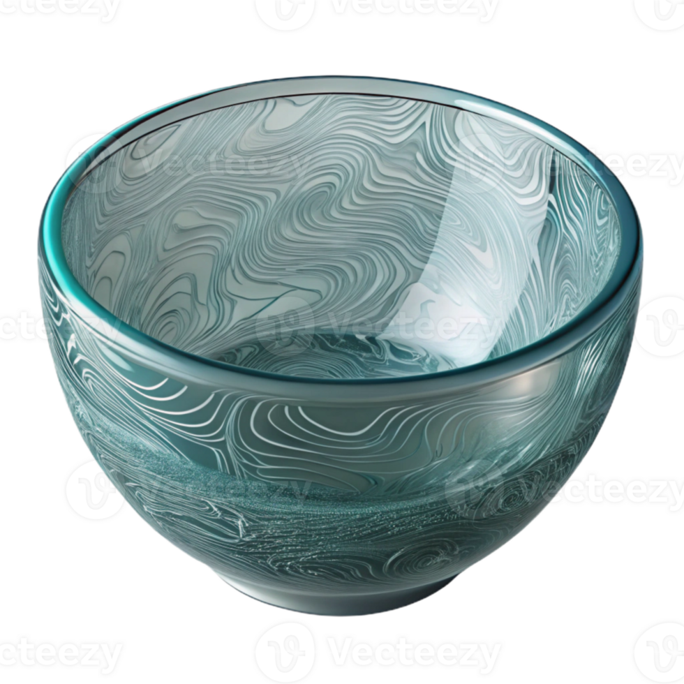 magnificent artistic Glass Bowl with Etched Design Transparent Background original png