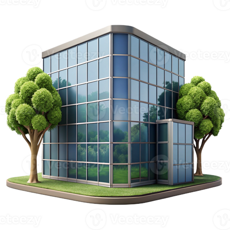 serene rustic Glass Facade Building Reflection Cityscape Transparent Background exclusive png