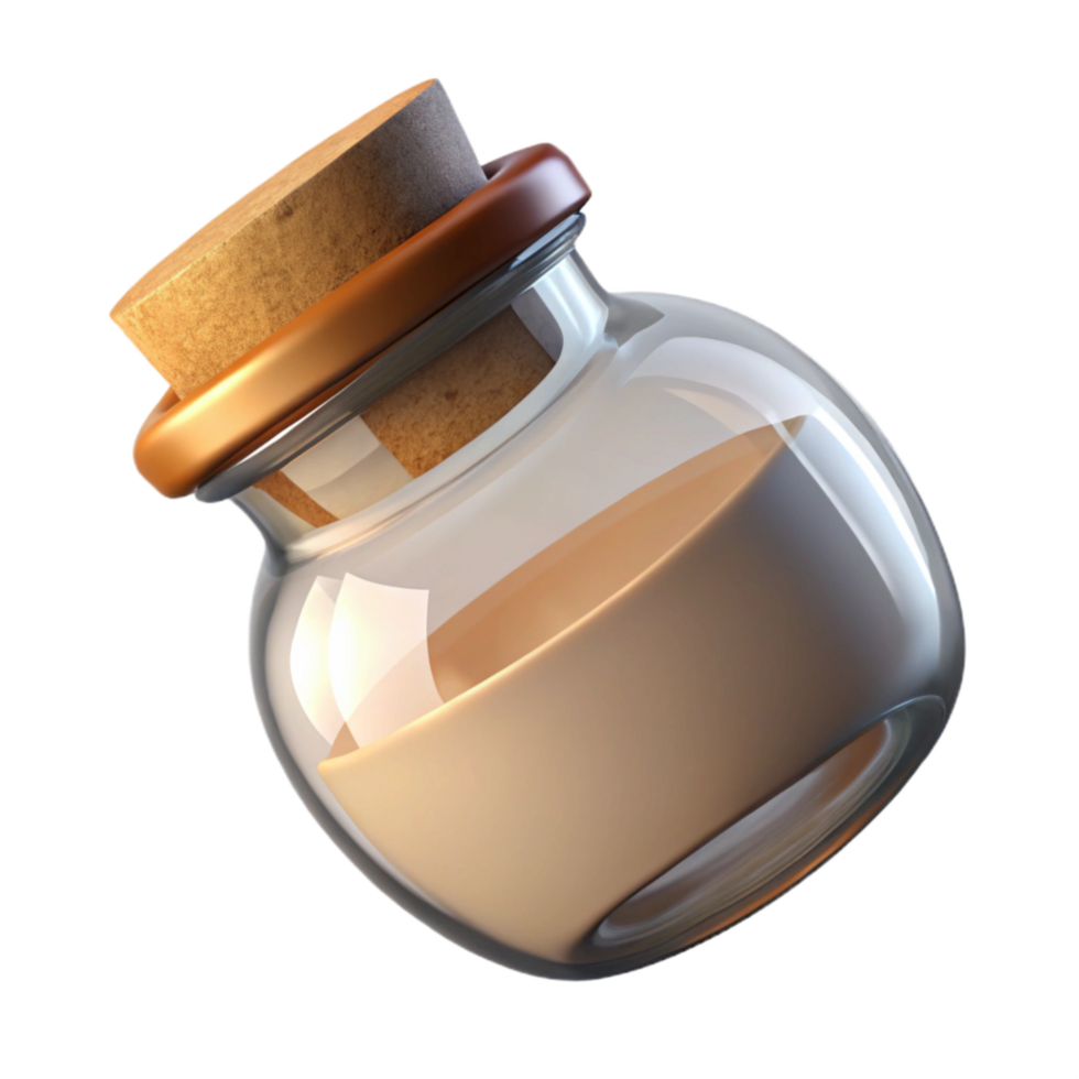 vibrant creative Glass Jar with Cork Lid Isolated Cutout high quality png