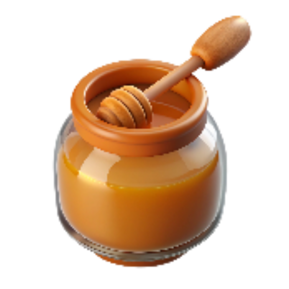 elegant vintage Glass Jar with Honey Top View Golden Color Transparent Background authentic png