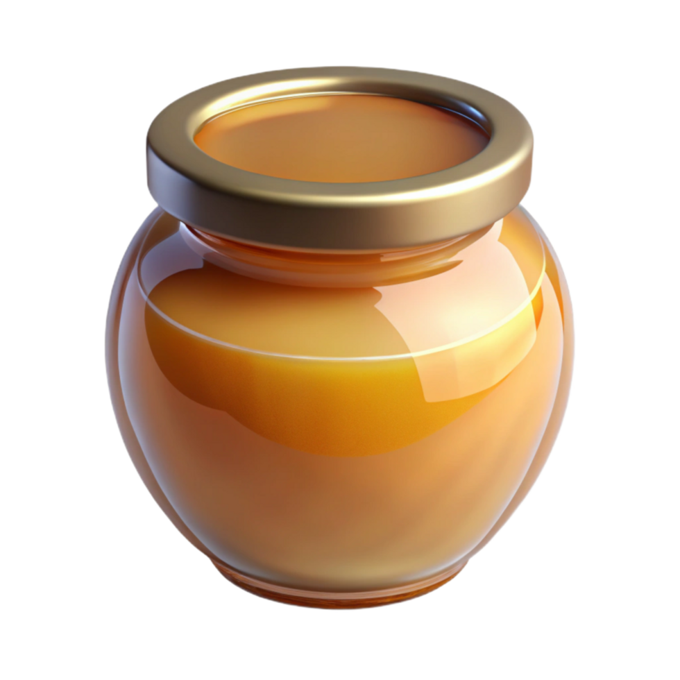 extraordinary rustic Glass Jar with Honey Top View Golden Color Transparent Background premium png