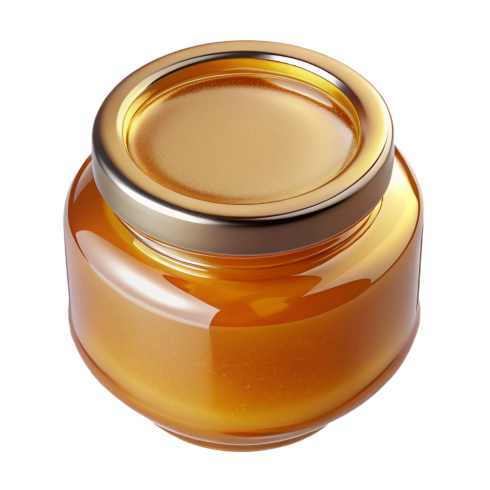 vibrant minimalist Glass Jar with Honey Top View Golden Color Transparent Background professional png