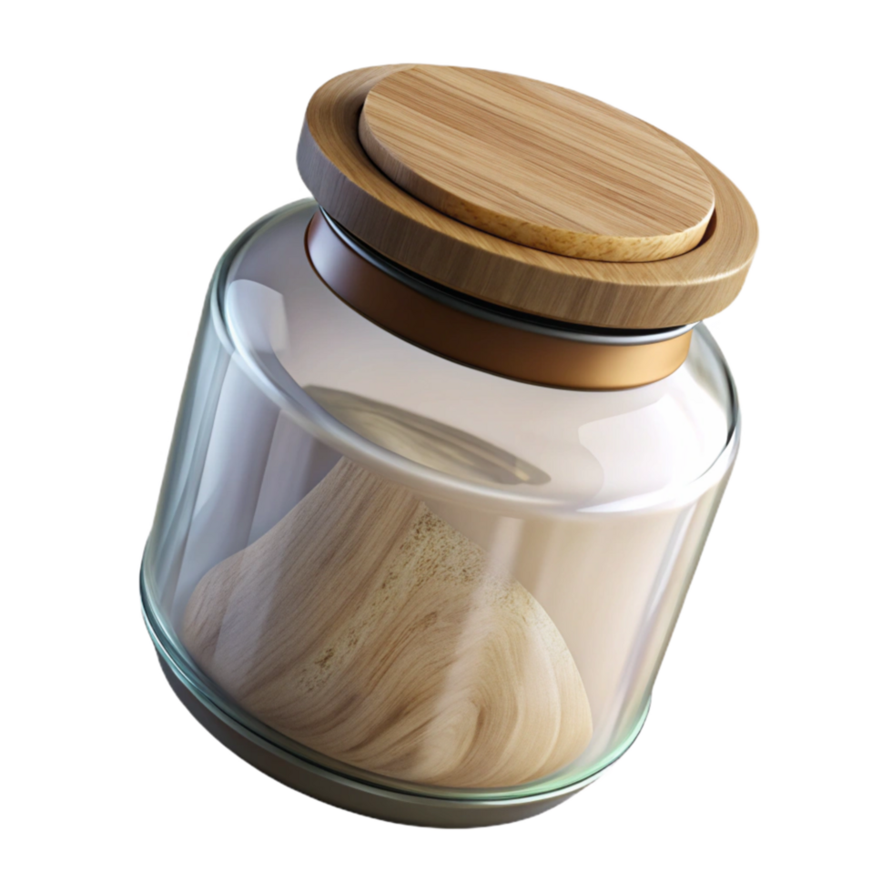 serene artistic Glass Jar with Wooden Lid Transparent Background original png