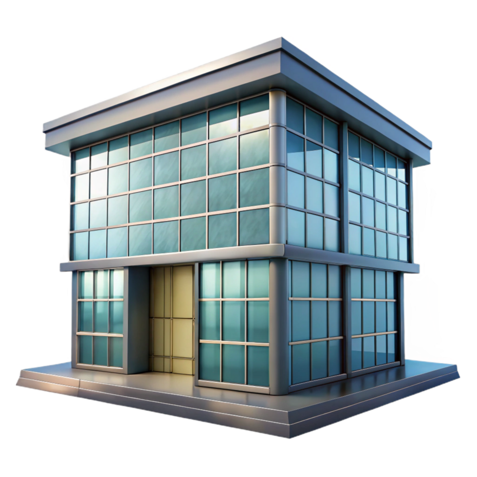 impressive classic Glass Office Building Front View Transparent Background professional png