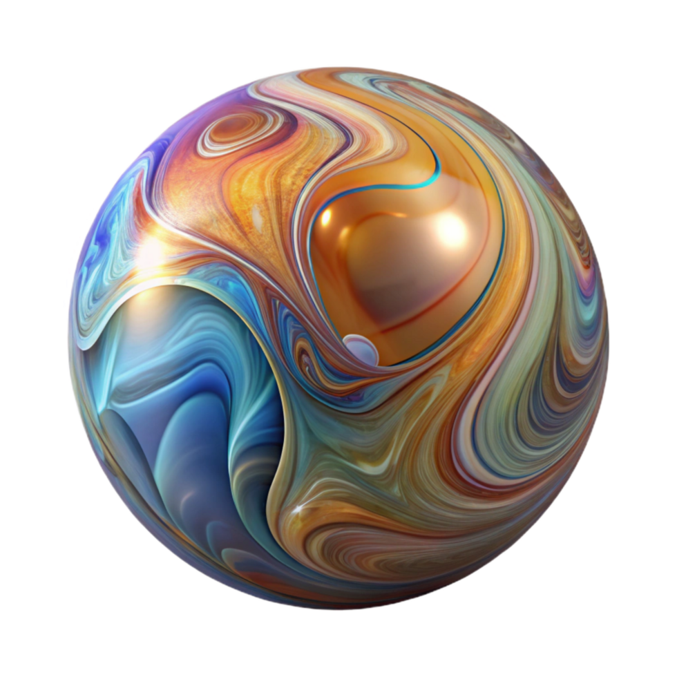 magnificent minimalist Glass Marble with Swirls of Color Element premium png