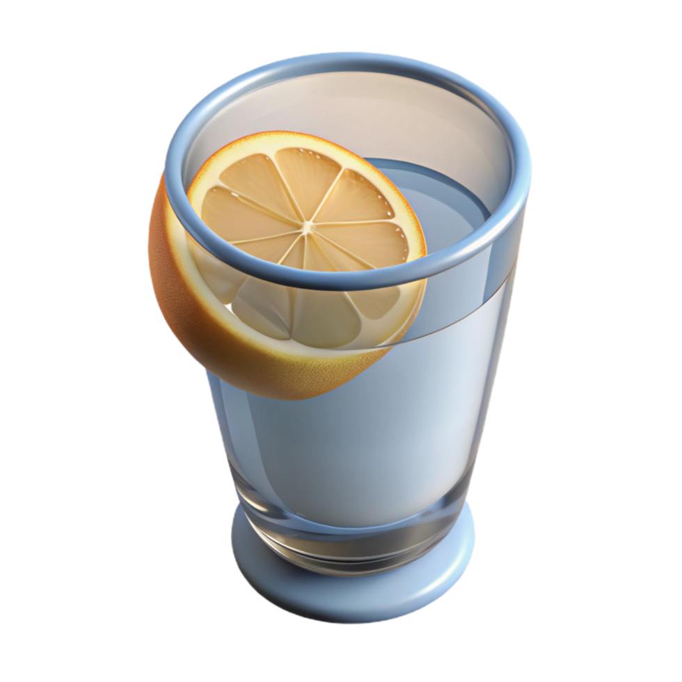 serene vintage Glass of Water with Lemon Cutout exclusive png