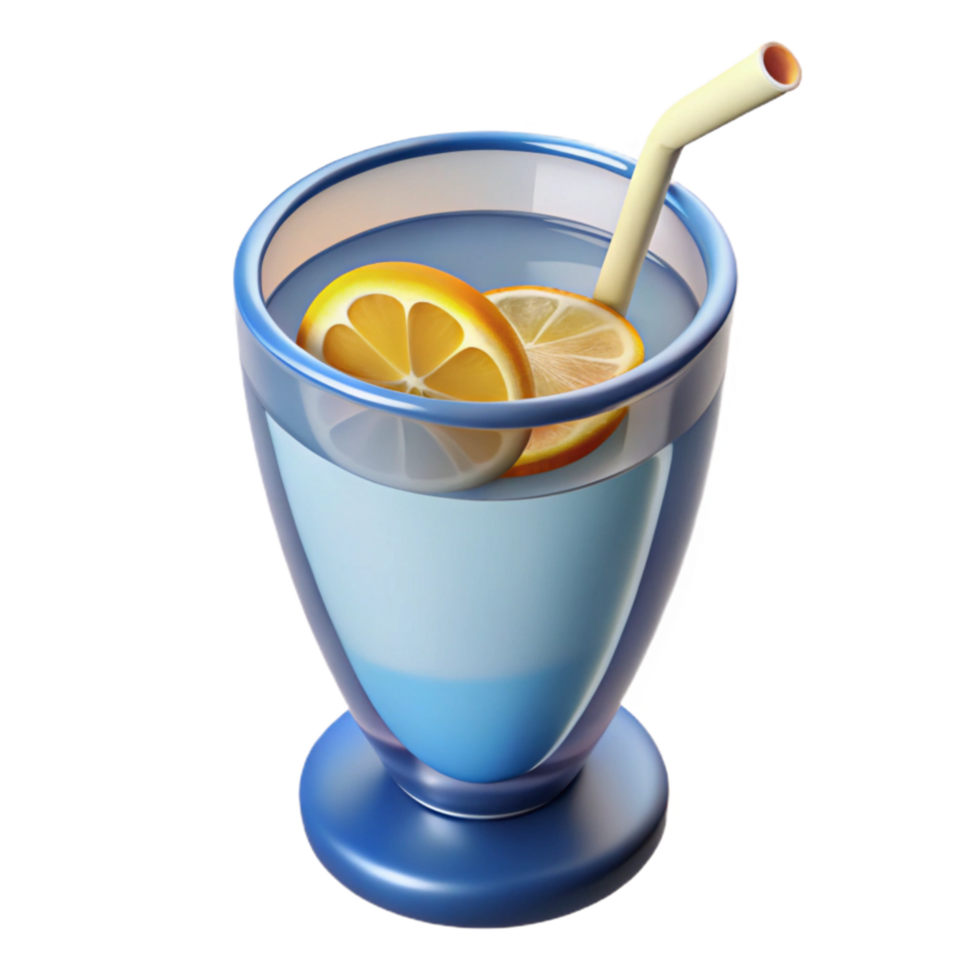 extraordinary rustic Glass of Water with Lemon Cutout authentic png