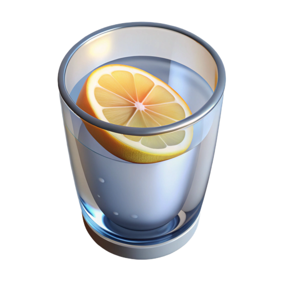 vibrant rustic Glass of Water with Lemon Cutout genuine png