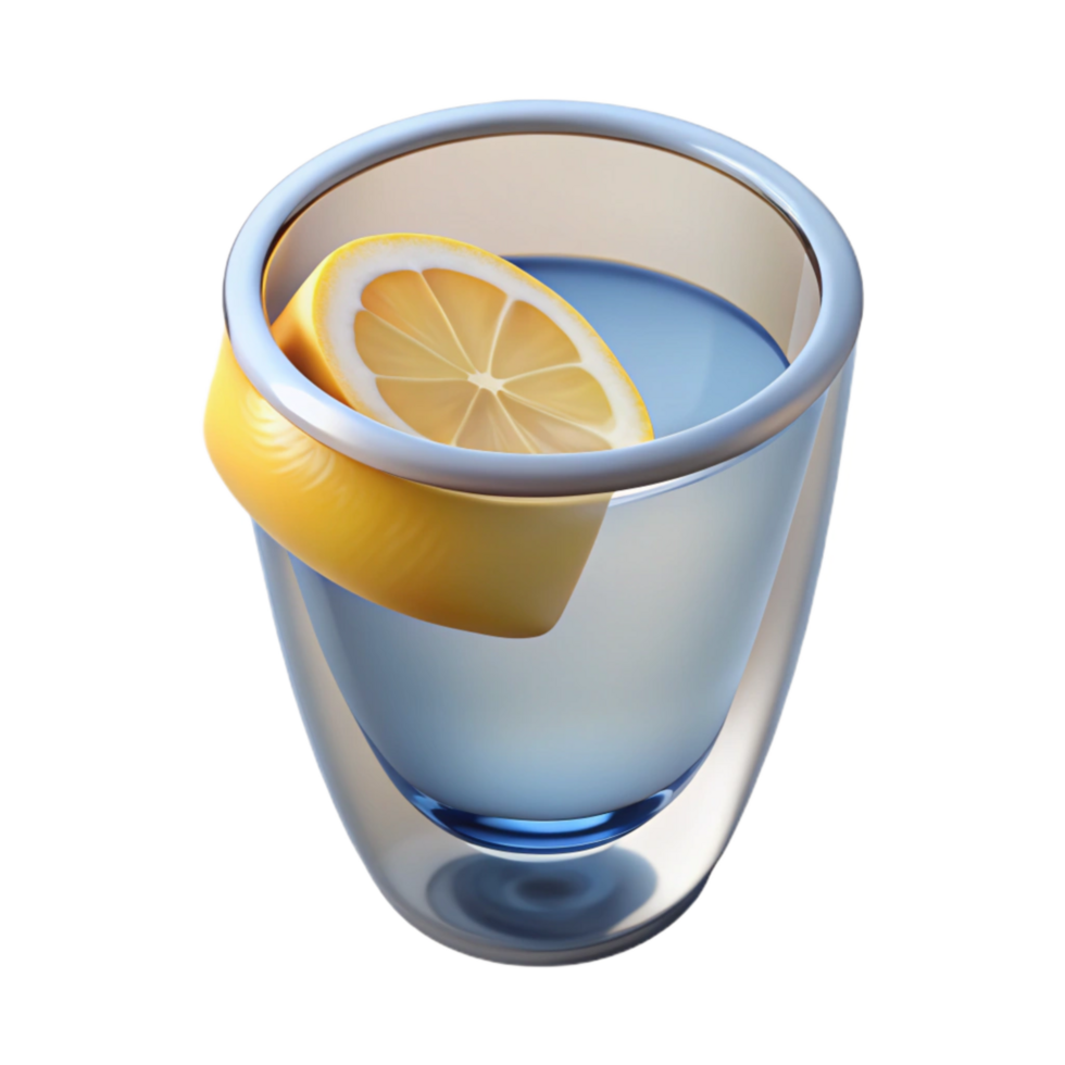 elegant modern Glass of Water with Lemon Cutout high resolution png