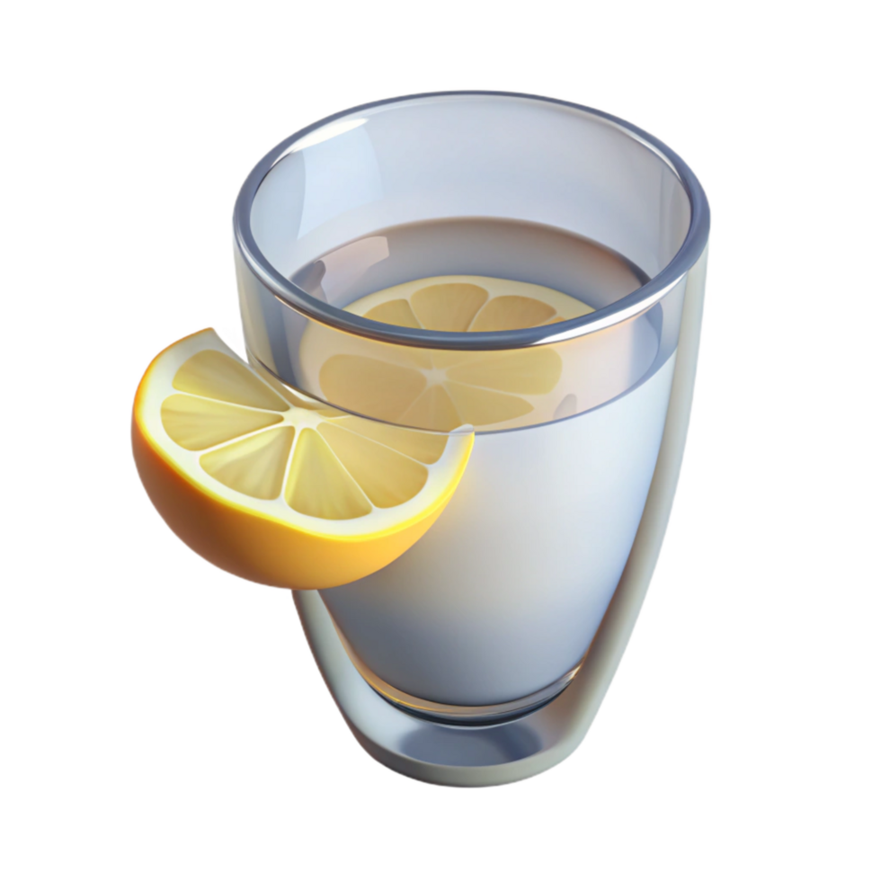 vibrant minimalist Glass of Water with Lemon Cutout high resolution png