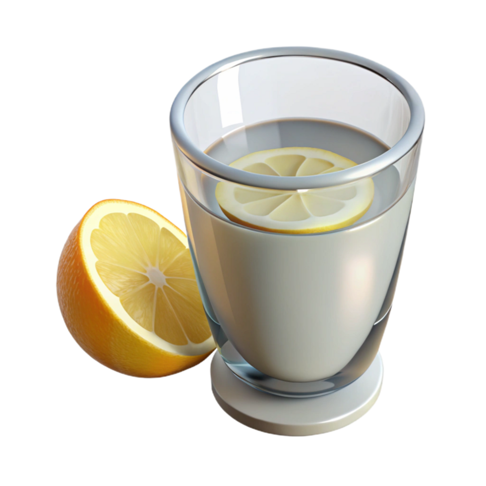 magnificent artistic Glass of Water with Lemon Cutout professional png