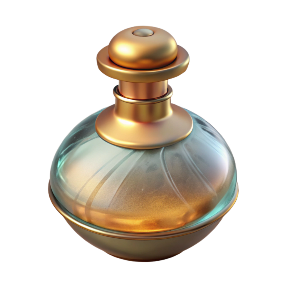 vibrant artistic Glass Perfume Bottle with Golden Cap Isolated authentic png