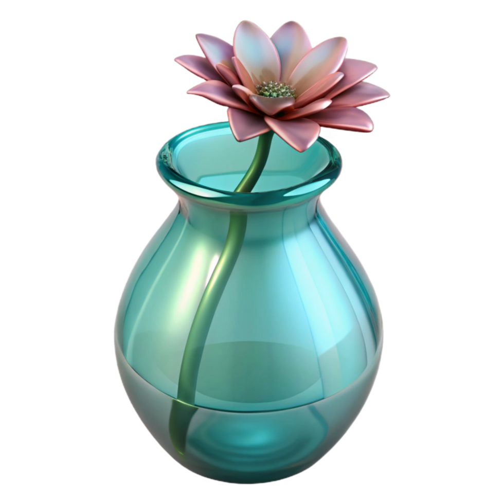 vibrant rustic Glass Vase with Single Flower Transparent Background high quality png