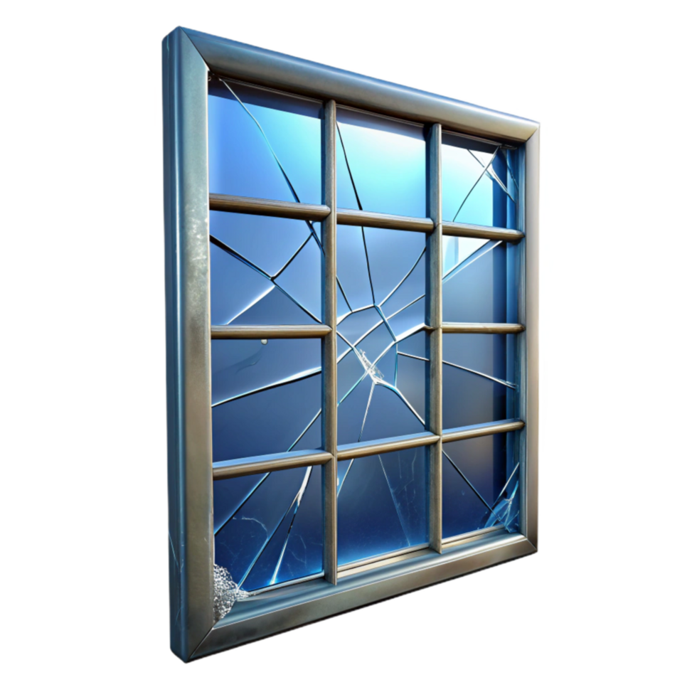 impressive modern Glass Window Pane Broken Shattered Effect Transparent Background 4K png