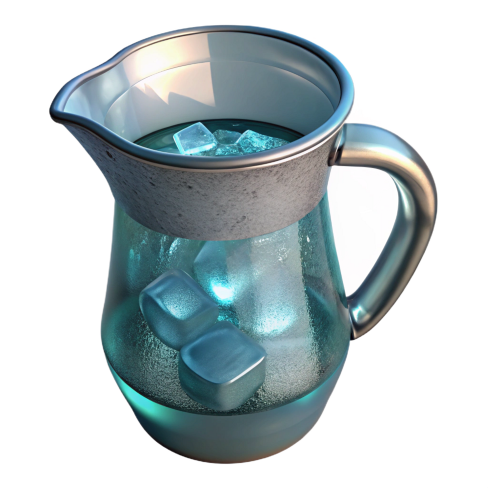 wonderful artistic Glass Water Pitcher with Ice Transparent Background high resolution png