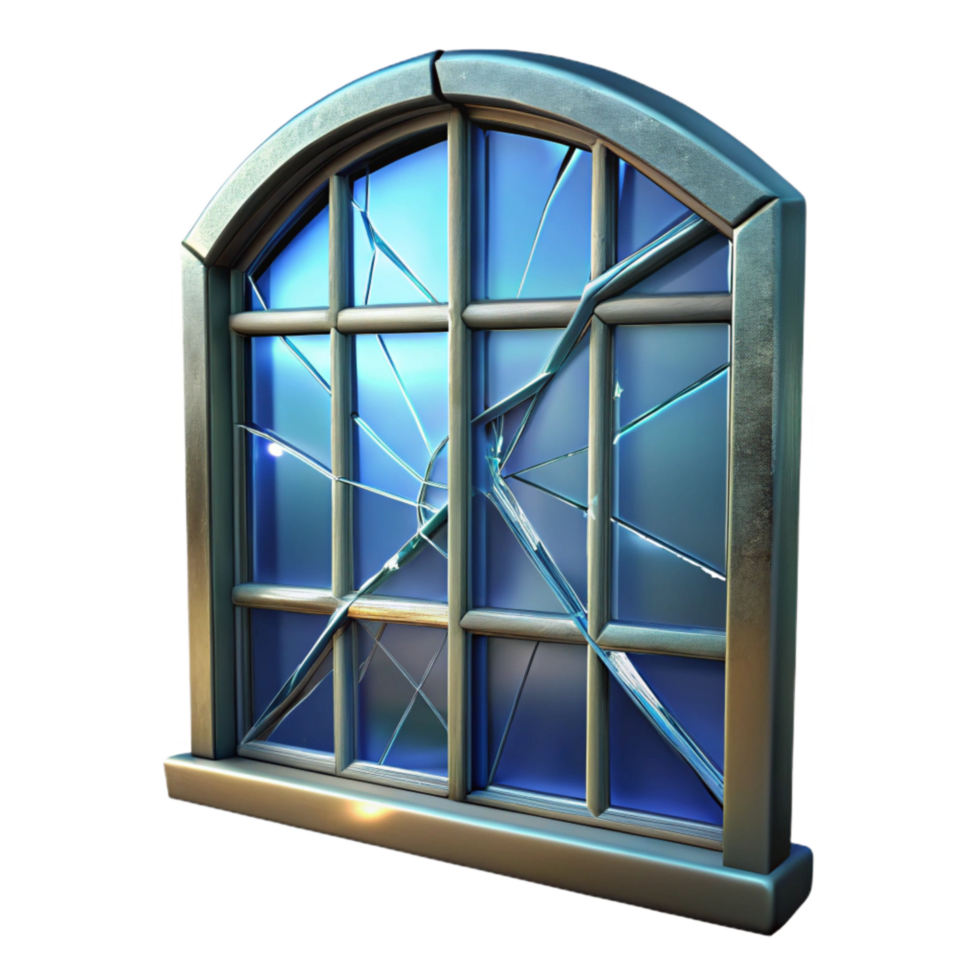 elegant minimalist Glass Window Pane Broken Shattered Effect Transparent Background high quality png