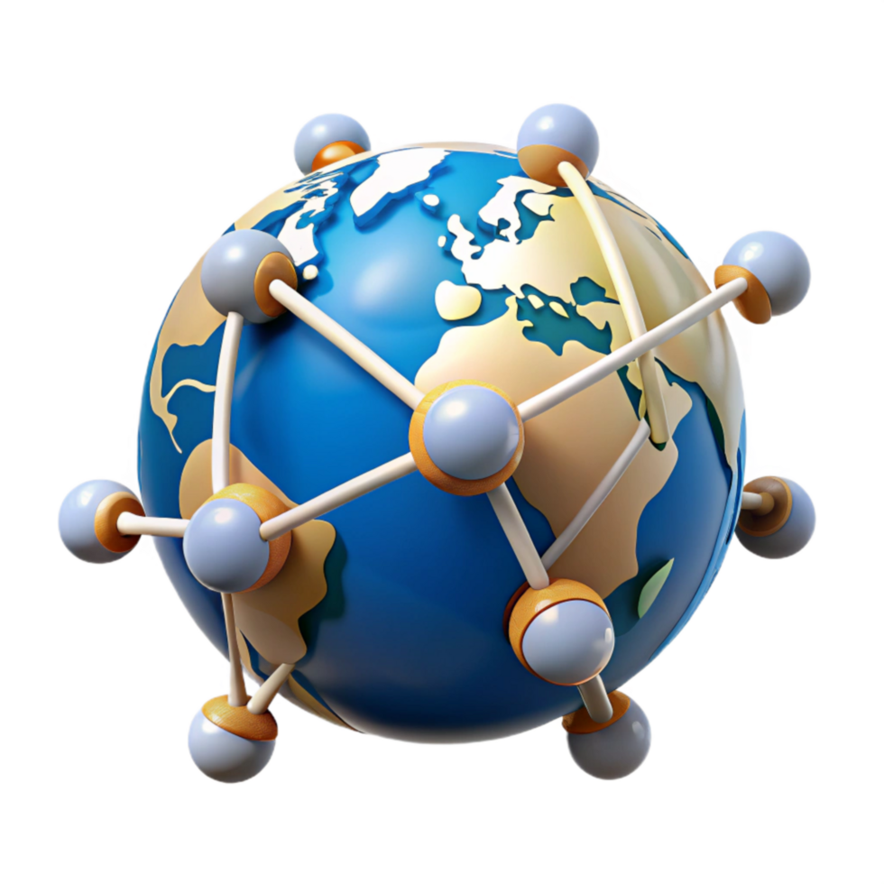magnificent traditional Global Network with Connected Nodes Isolated on White premium png