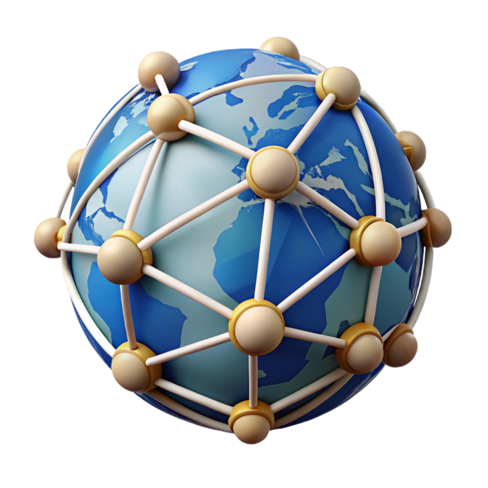 dramatic minimalist Global Network with Connected Nodes Isolated on White 4K png