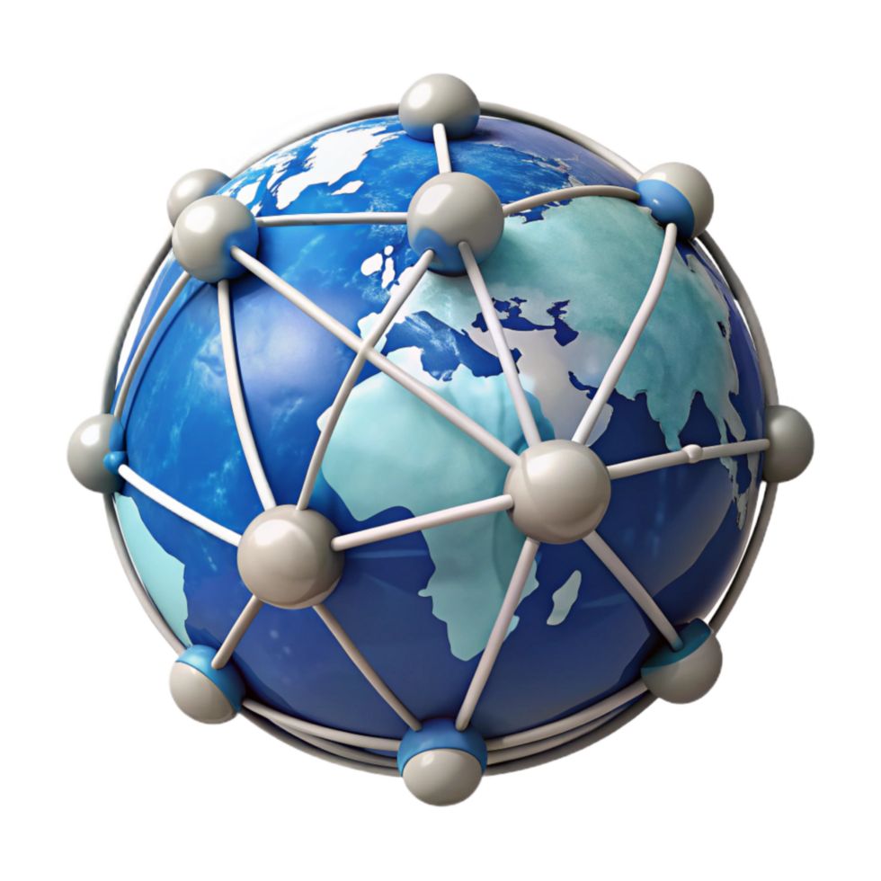vibrant contemporary Global Network with Connected Nodes Isolated on White high quality png