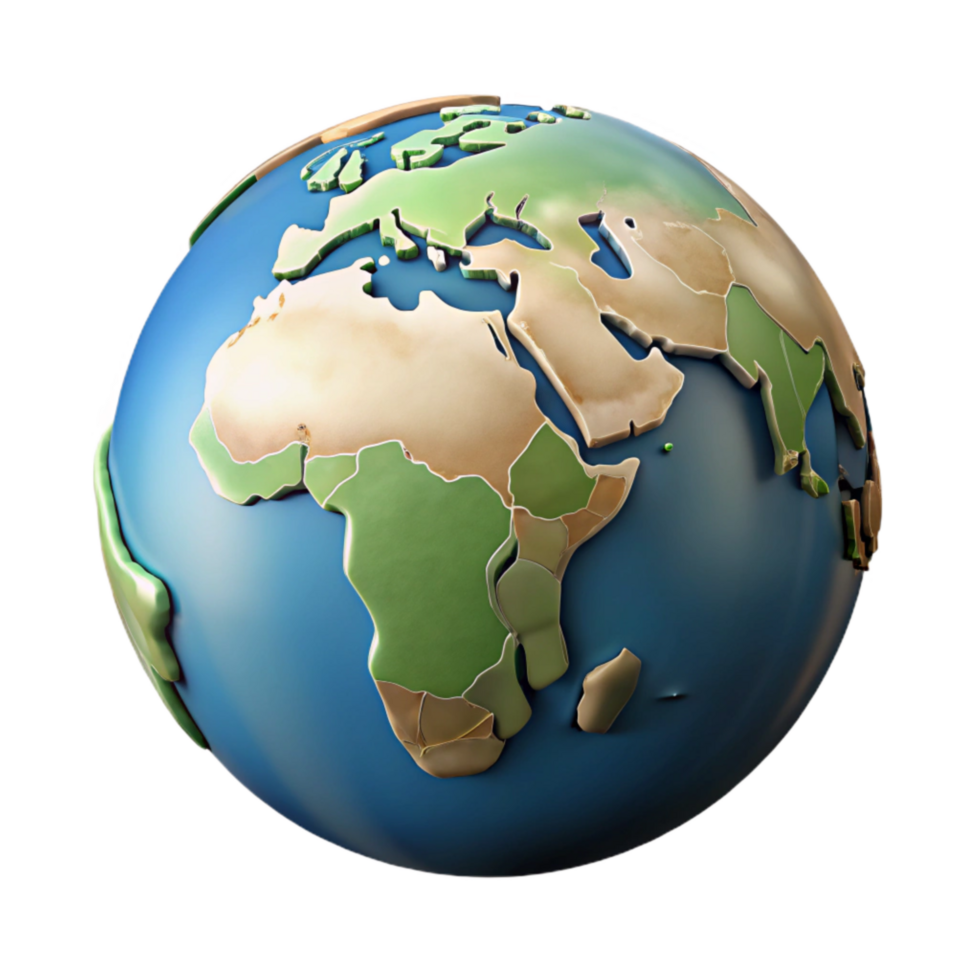 serene artistic Globe Isolated with Detailed Continents Rotating View original png