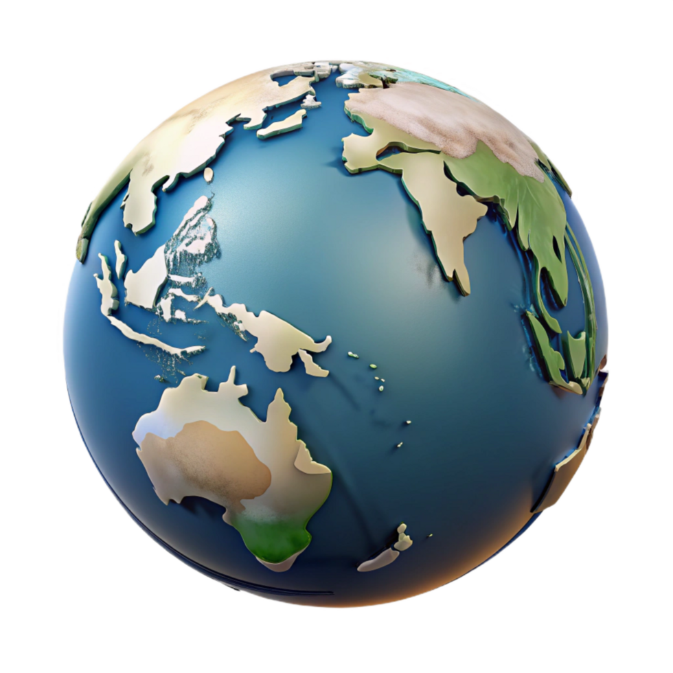 serene minimalist Globe Showing Asia and Australia Cutout professional png